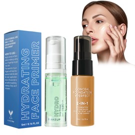 Flüssige Foundation, Langzeit Foundation 20ml, Feuchtigkeitsspendende Make-up-Grundierung, Wasserdicht, Schweißfest und Ölfrei, Mit 5ml Feuchtigkeits-Primer für Perfektes Make-up (#03)