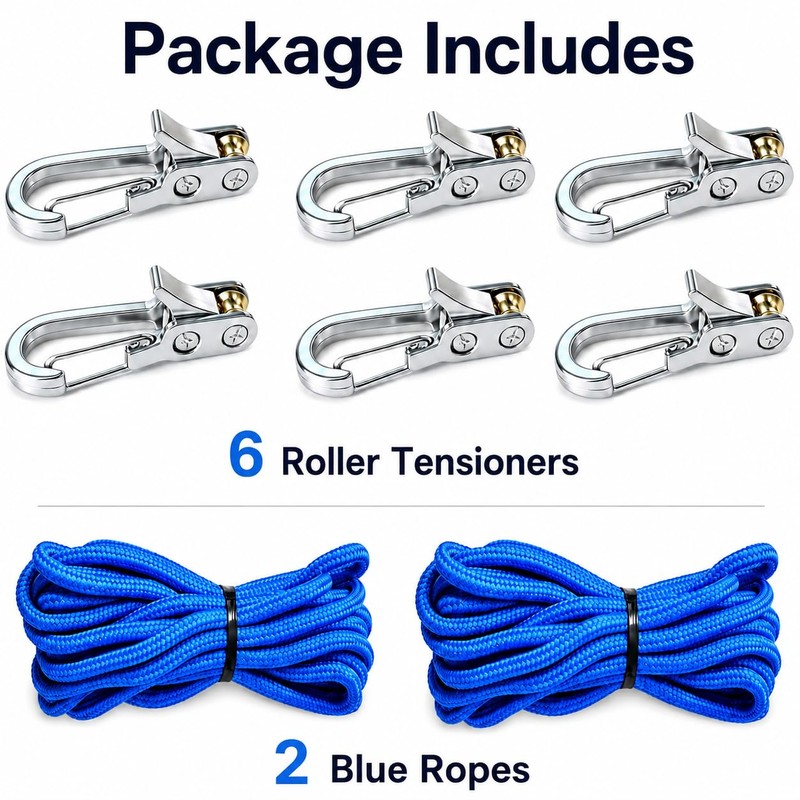 6-Pack Paracord Adjusters,Rope Tightening Tool & Tensioner,Rope with Roller Tensioner