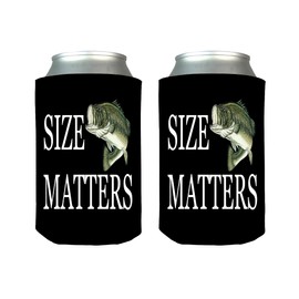 Rogue River Tactical Funny Fishing Size Matters Joke Collapsible Beer Can Bottle Beverage Cooler Sleeves 2 Pack