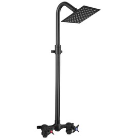 Aolemi Outdoor Shower Kit Fixtures 6 Inch Center with Adjustable Slide Bar,6 Inch Showerhead,2-Handle with Mix Valve,Matte Black