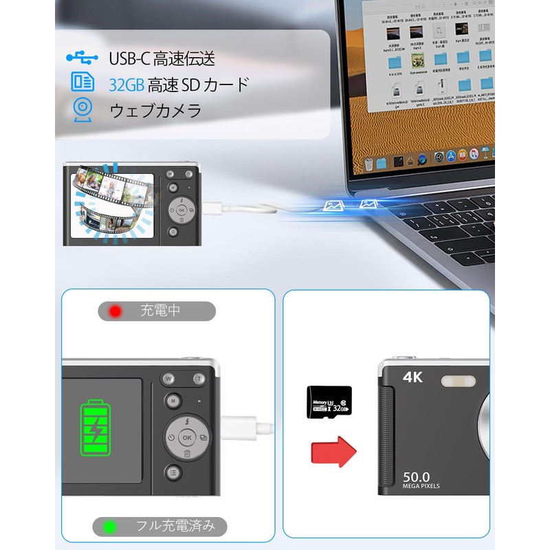 Digital Camera (UHD 4K Video Recording, Upgraded True 50MP Images)