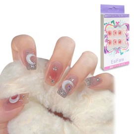 Nail Tips, 24 Pieces, Long Nail Tips, Popular, Cute Nail Tips, Glossy False Nails, Graduations, Weddings, Parties, Daily Life, Double-Sided Tape, Nail File Included