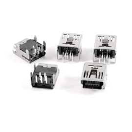 uxcell Mini USB Type B Female Socket 5-Pin Right Angle DIP Jack Connector 5 Pcs