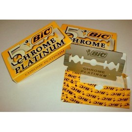 50 BIC Double Edge Razor Blades Chrome Platinum