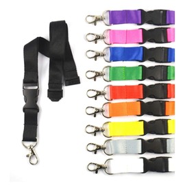 10 Pieces - Lanyards without Printing - Lanyard Keychain No Print - Width 0.79" - Press Lock Safety Clasp - Variety of Colours - Polyester, Black