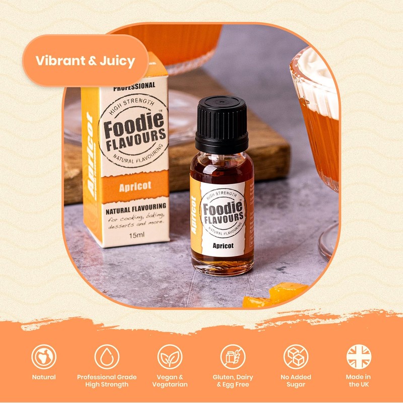 Foodie Flavours Natural Apricot Flavouring, High Strength - 15ml