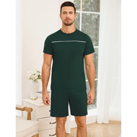 Marvmys Summer Men's Pyjamas Set Short Sleeve Pjs for Men Cotton Sleepwear Nightwear