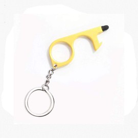 No-Touch Door Opener, 1pcs No-Touch Door Opener Opener Keyring Tool Safe Touch Key for Outdoor ATM Machine Elevator(Gold)