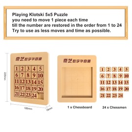 ROXENDA Klotski Puzzle, Maths Puzzle, Magnetic Sliding Puzzle, Klotski 5 x 5 Puzzle, Educational Toy, Intelligence Number Puzzle, Logic Game, Brain Teaser Toy for Children (5 x 5)