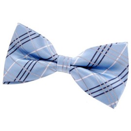 Retreez Men Plaid Check Styles Woven Microfiber Pre-tied Bow Tie (5") - Blue