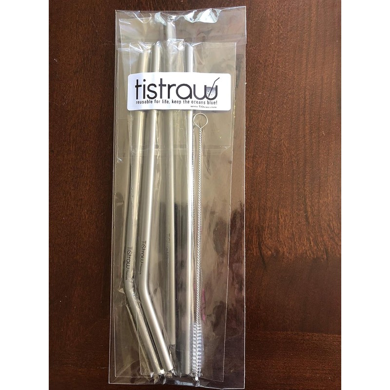 Pajitas reutilizables de titanio con 2 rectas, 2 dobladas y