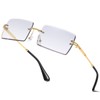 aisswzber Fashion Rimless Rectangle Sunglasses for Women Men Square Glasses