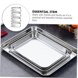 Cabilock Multi-Function Stainless Steel Roasting Pan Baking Trays for Oven Induction Roasting Pan Bake Plate Breading Tray