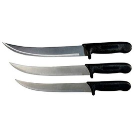 10” Breaking Butcher Knife - Cimiter - Curved Blade Black Handle - Cozzini Cutlery Imports (3 Pack - 10" Breaking Knife)