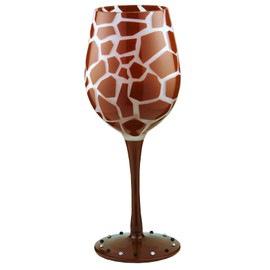 Bottom's Up 15-Ounce Giraffe Handpainted Wine Glass