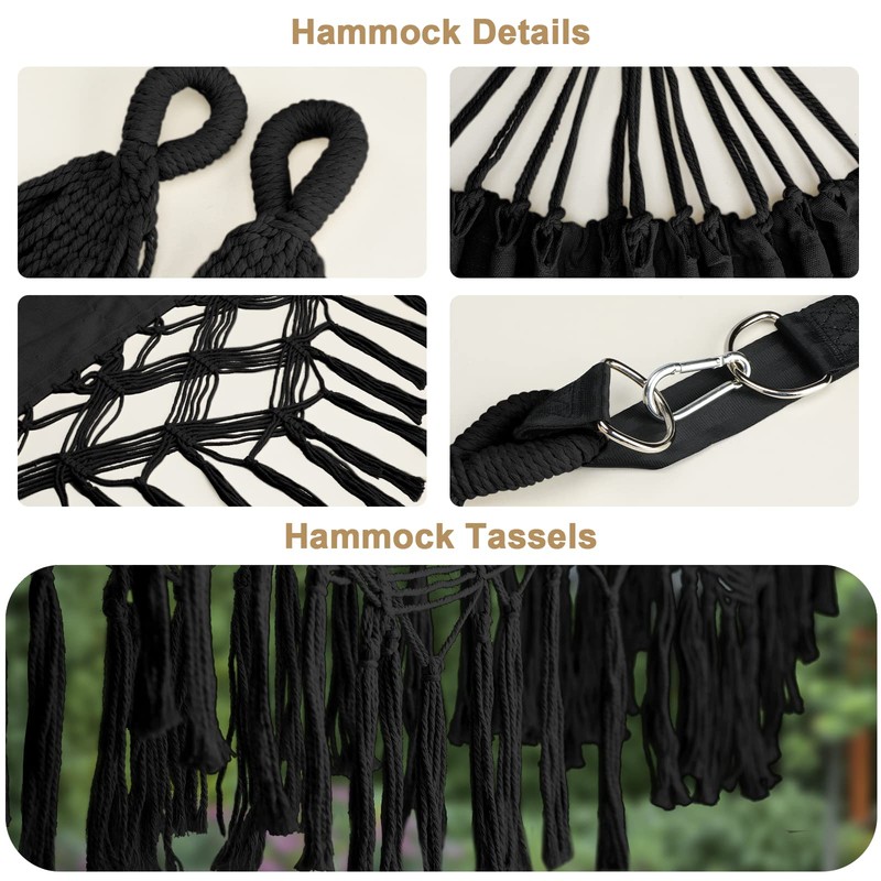 Bellzacasa Double Hammock, Heavy Duty 500 lb Load Capacity Tassels
