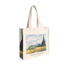 VINWESS Canvas Tote Bag for Women with false flat bottom, zippers,interior Pocket,Suitable for Shopping,Work,Travel(6Wheat Field)