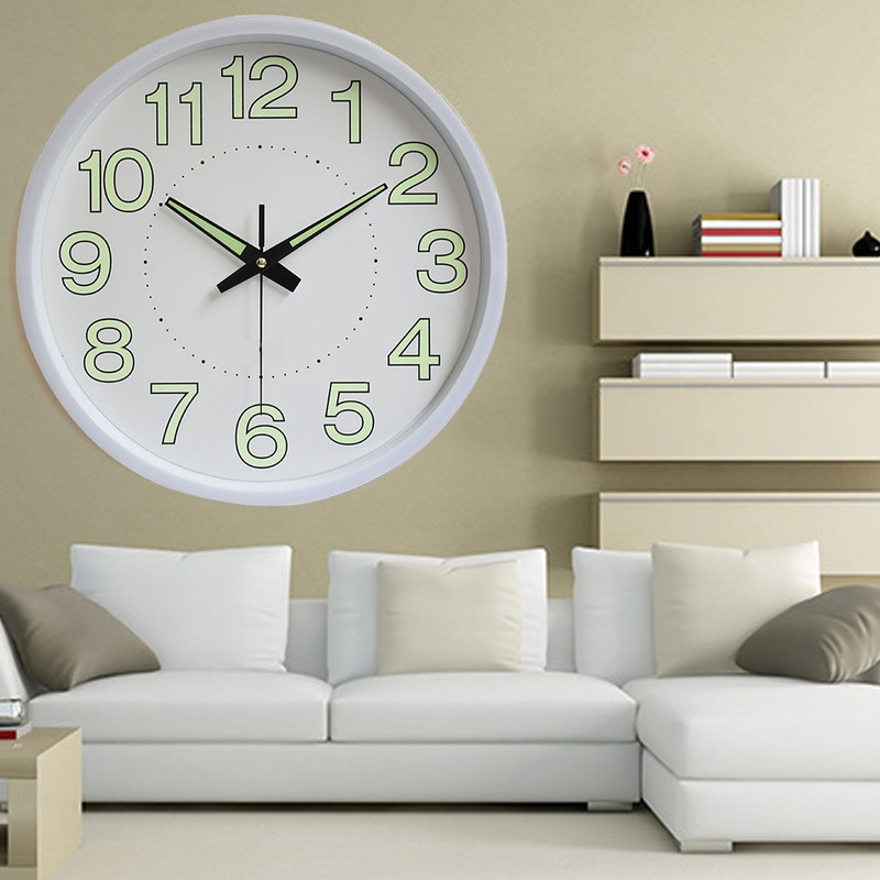 12 Inch Luminous Wall Clock Minimalist Round Quartz Clock for