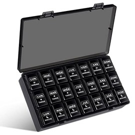 Pastillero Semanal 3 Tomas Español, Opret Pastilleros para Medicamentos de Viaje, Organizador de Pastillas Portatil y Grande con 21 Compartimentos