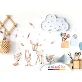 Little Deco DL212-27 Wall Sticker for Children's Room, Girls' Decorative Wall Sticker, Baby Forest Animals, Safari, Indian, Boho Sticker, Playroom, Wall Picture, Self-Adhes