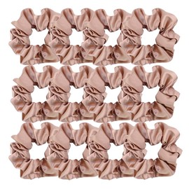 12 Pcs Premium Satin Silk Scrunchies Hair Ties for Women Girls Bracelets Ponytail Holder Hair Bands Elastic Ropes Hair Bun Accessories (Basic 12Pcs-Natural)