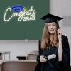 Congrats Grad Neon Sign with Graduation Cap, Warm White Grad