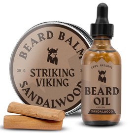 Striking Viking Aceite Y Bálsamo Para Barba - Kit De Aseo Para Barba Para Hombre Con Aceite De Barba Totalmente Natural Y Acondicionador Bálsamo Para 