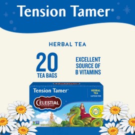 Celestial Seasonings Tension Tamer Herbal Tea, Caffeine Free, 20 Tea Bags Box (Pack of 6)