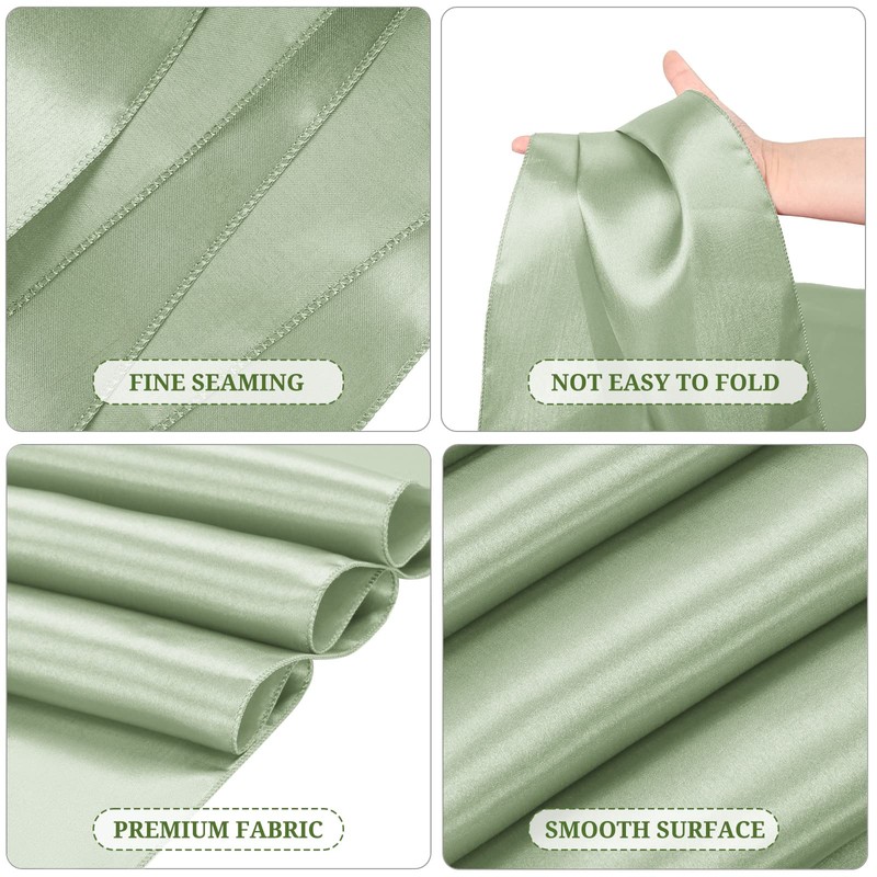 15 Pack Sage Green Satin Table Runners 12 x 108