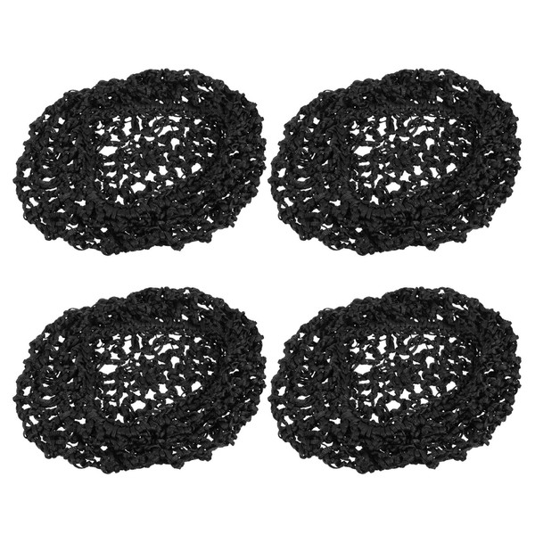 Beaupretty 4pcs Hair Net for Sleeping Elastic Wide Hair Net Bands Snood Cover Rayon Net Hair Net Hat for Sleeping Crochet Hair Net Black
