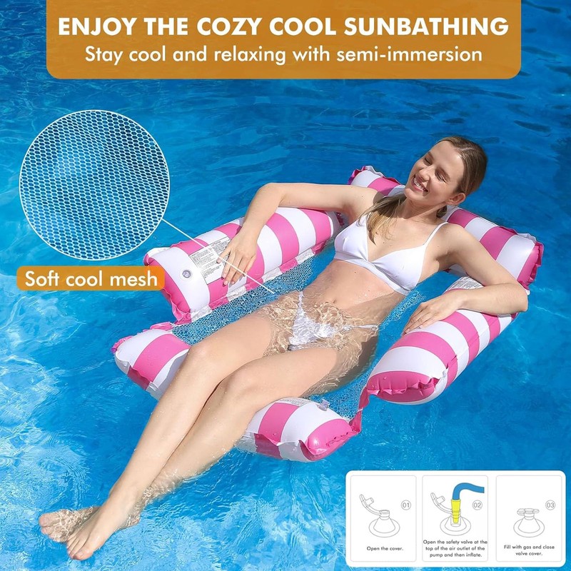 TUXUNQING Inflatable swimming bed, inflatable water hammock, air mattress pool,