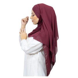 Lamis Hijab - Hijab Headscarf with Built-In Hat, for Muslim Women, Veil, Islamic Scarf - Burgundy red
