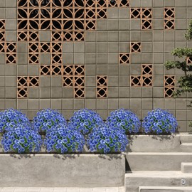 maoodoo 15 Bundles Artificial Flowers Outdoor UV Resistant Fake Silk Plants Plastic Faux Shrubs Outside Front Porch Window Box Garden Home Hanging Planter Decoration (Blue)