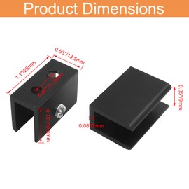 Rierdge 8 Pack Adjustable Glass Shelf Brackets Aluminum Alloy Holder Support for 6-8 mm Thick Glass, 28 x 18 x 13.5mm, Black