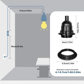 Pack of 2 Vintage Pendant Light with Plug E27 Pendant Lamp Kit Lamp Holder with Cable Plug in Pendant Light Kit with Switch DIY Lampshade Lamp Cable with Socket for Kitchen Living Room