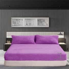 Teddy Fleece Fitted Bed Sheet Extra Deep 30cm Teddy Fleece Warm and Cosy Lilac Fitted Bed Sheet Double 135cm x 190cm + 30cm Approximate
