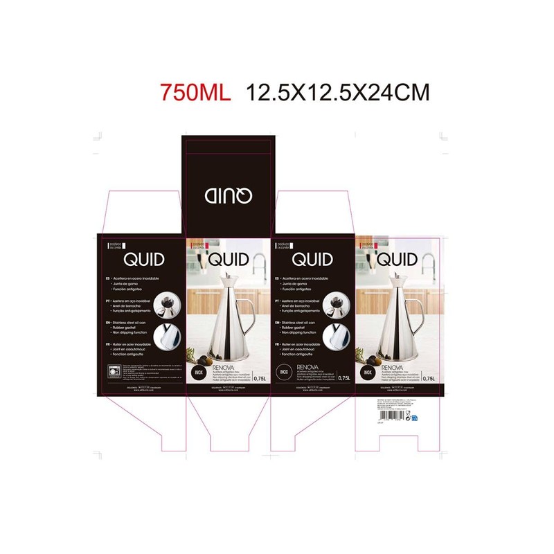 Quid 7694003 Oil Drip INOX 75 cl Renova, Color Transparent,
