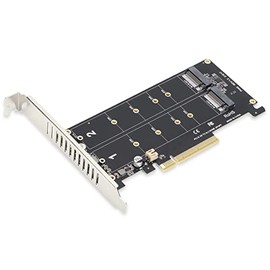 Dpofirs Adapter Card with 2 x 32Gbps Expansion Cards, Dual M.2 NVMe SSD to PCIE X8 M Key Hard Drive Converter Reader Expansion Card, Supports Full Speed NVME SSD/M.2 PCIE(ph45)