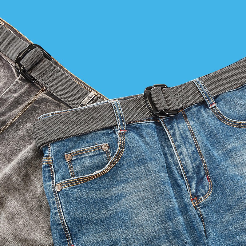 Bluecton Belt Men Plus Size Canvas Double D Ring Buckle