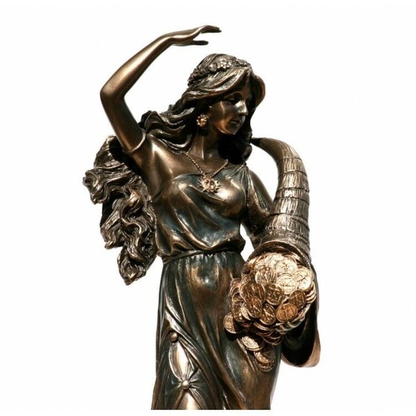 Tyche Luck Fortuna Greek Goddess Statue Sculpture Figurine Bronze Finish 11 in