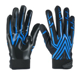 Graloky Football Gloves Men Women Boys, Youth Adult Football Receiver Gloves, Enhanced Performance Ultra Sticky Silicone Palm Tacky Grip Football Gloves (Blue, X-Small)