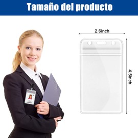Portatarjetas de Identificación, Utilizado para Identificación de Trabajo, Plástico Transparente, Impermeable, Sellable, Tarjeta de Identificación, Etiqueta de Identificación (50, Vertical)