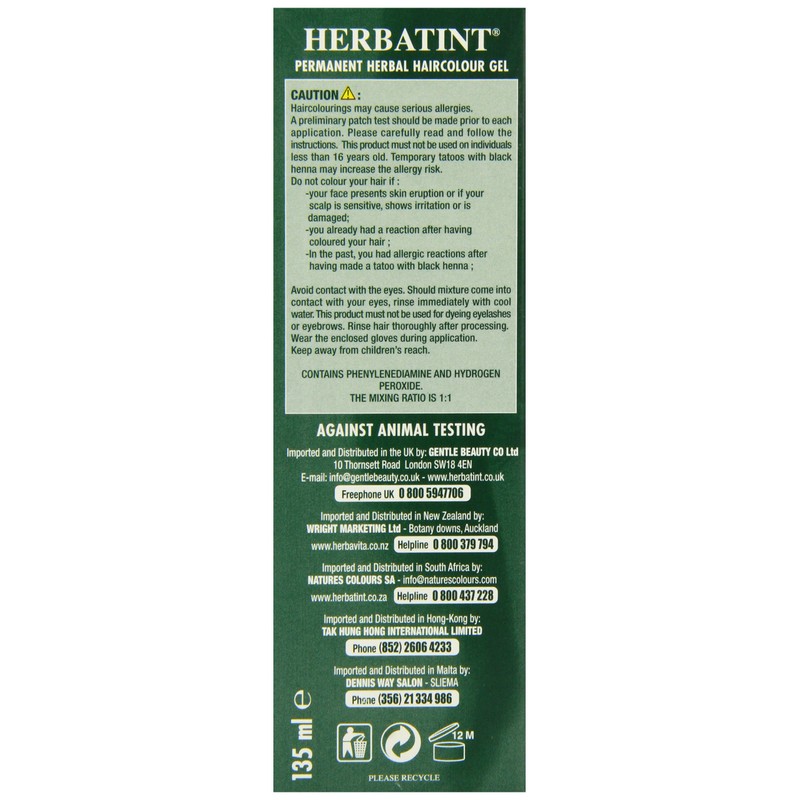 Herbatint 5R Light Copper Chestnut Permanent Herbal Hair Colour Gel