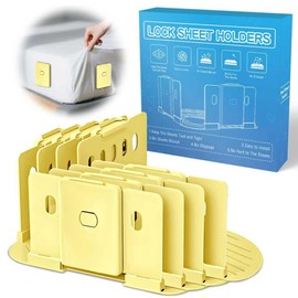 TroupePal Lock Sheet Holders - 4Pcs Heavy Duty Bed Sheet Locks Keep Sheets Firm & Tight, Bed Sheet Clips for Corners（com） (Beige)