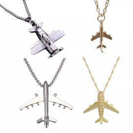 Unbranded Aircraft Airplane Jewelry Silver Look Aviation Pilot Travel Pendant Necklace - Glider