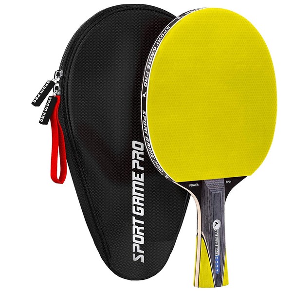 Ping Pong Paddle with Killer Spin + Case for Free - Professional Table Tennis Racket for Beginner and Advanced Players - Improve Your Ping Pong Skills with JT Ping Pong Paddle Set (Yellow)