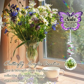 Sister Birthday Gifts, Sister Gifts - Butterfly Crystal Suncatcher, Birthday Gifts for Sister, Sister Gifts from Sister, Big Sister Gifts for Little Girls, Gifts for Sister on Her Birthday