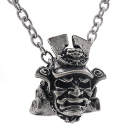 Wchama Japanese Samurai Shogun Helmet Mask Necklace Armor Ghost Tsushima Good Luck Charm Necklaces, Plastic, No Gemstone
