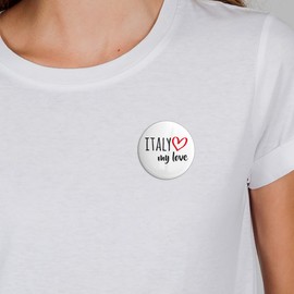 Huuraa Button Italy My Love Badge for All Fans of Italy, Metal