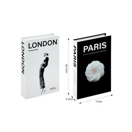 Gwezmxs Decorative Book Box Storage, Fake Books, Dummy Book Storage Box (Black & White, Set of 2)